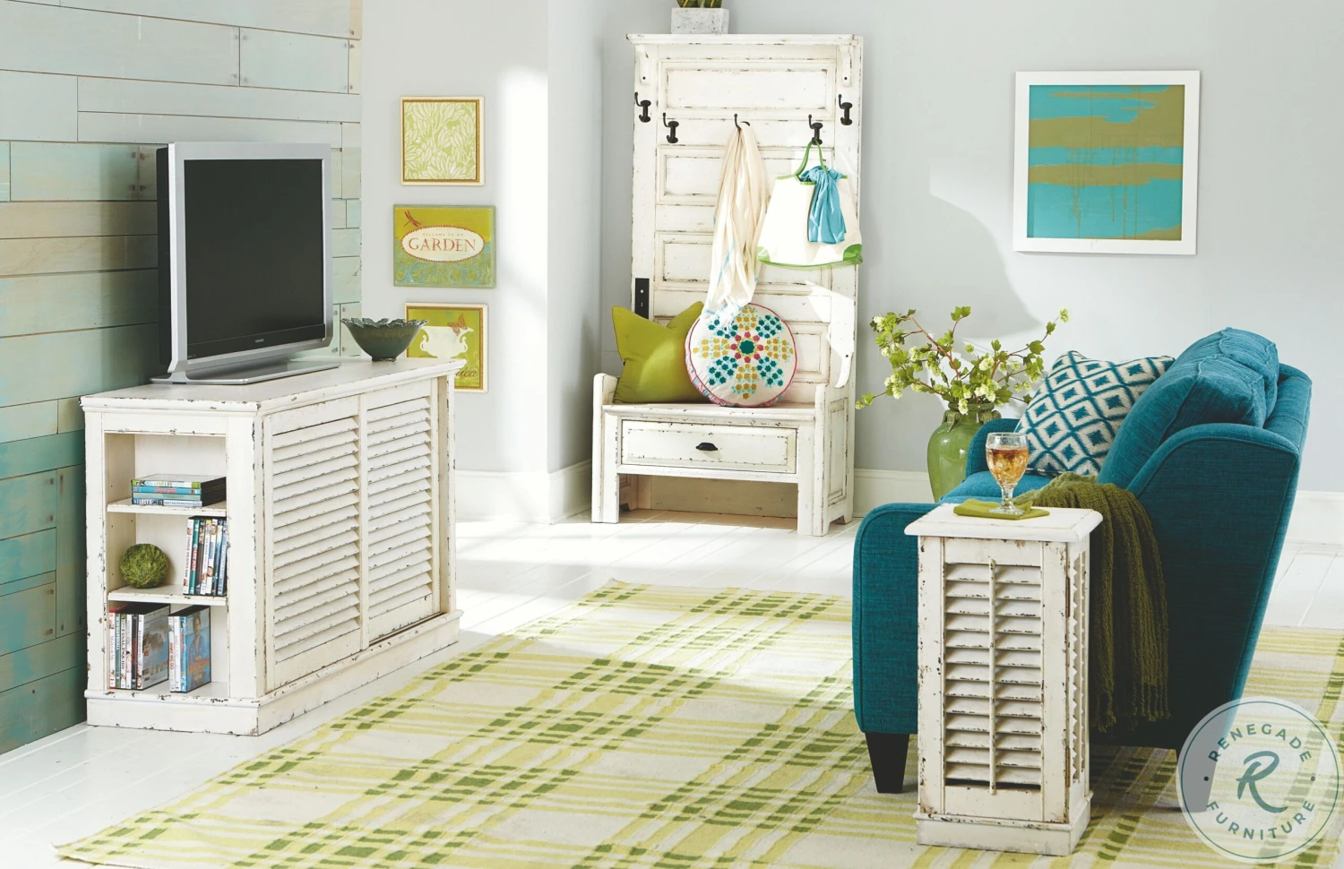 Hidden Treasures Antique White Hall Tree - Image 2