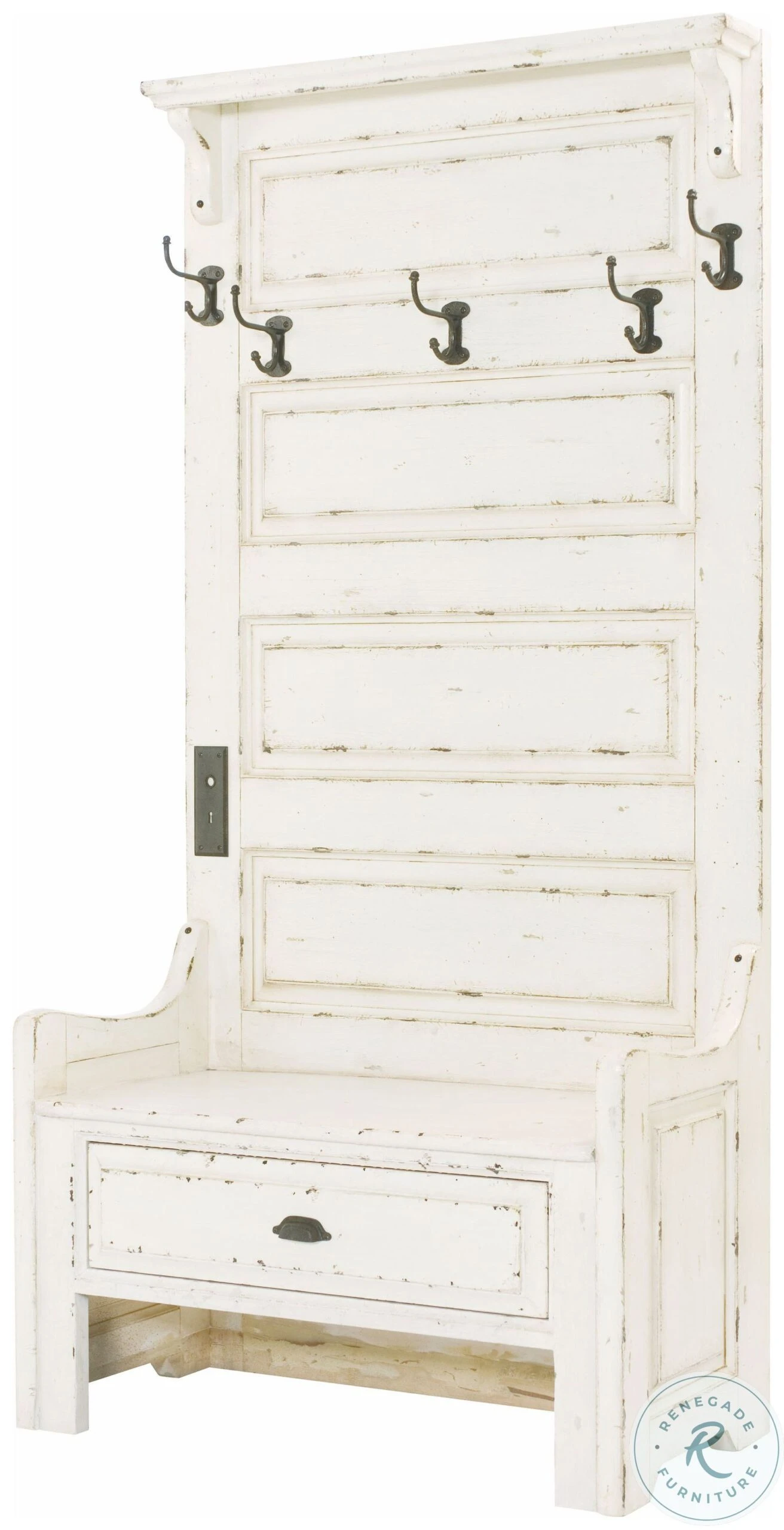 Hidden Treasures Antique White Hall Tree