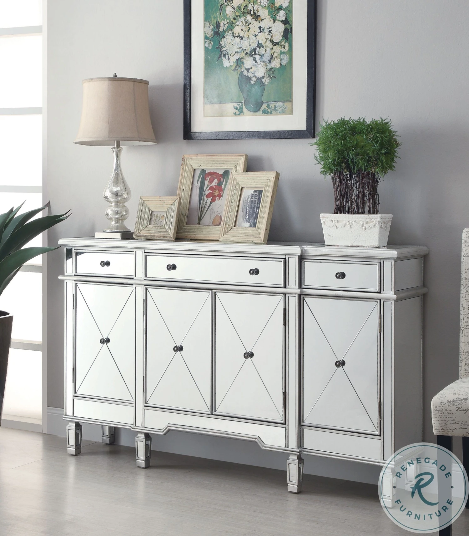 Aconitum Clear Mirror 4 Door Wine Cabinet - Image 3