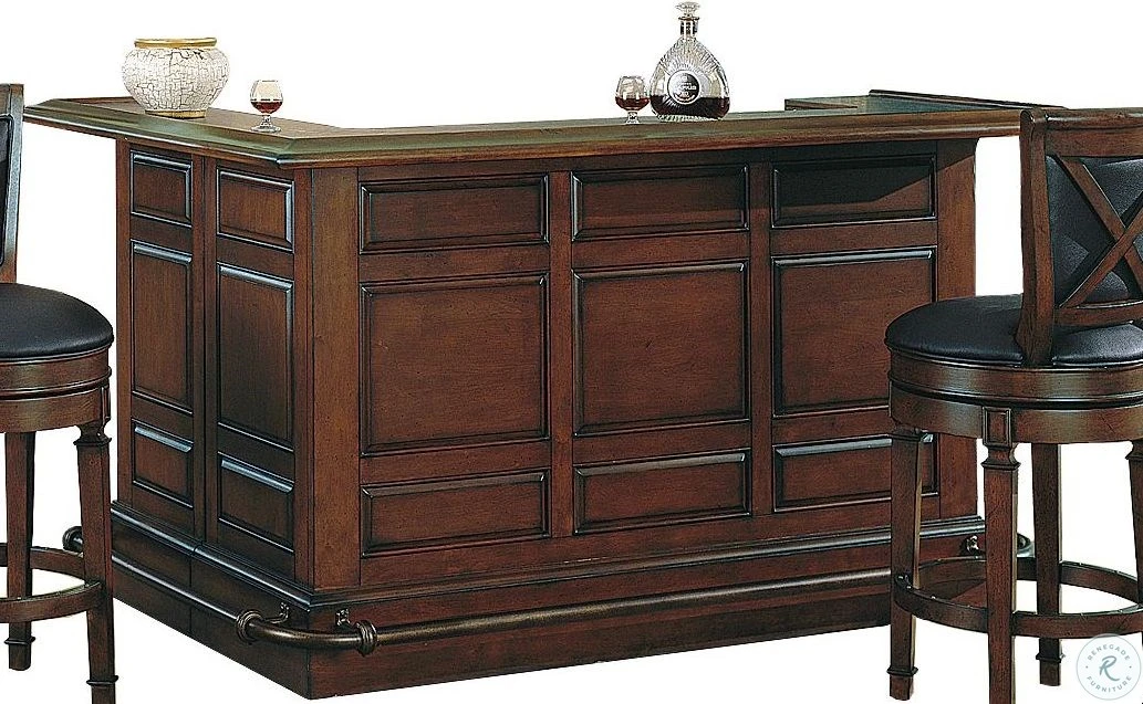 Manchester Distressed Walnut Raised Panel Return Bar Set - Image 3