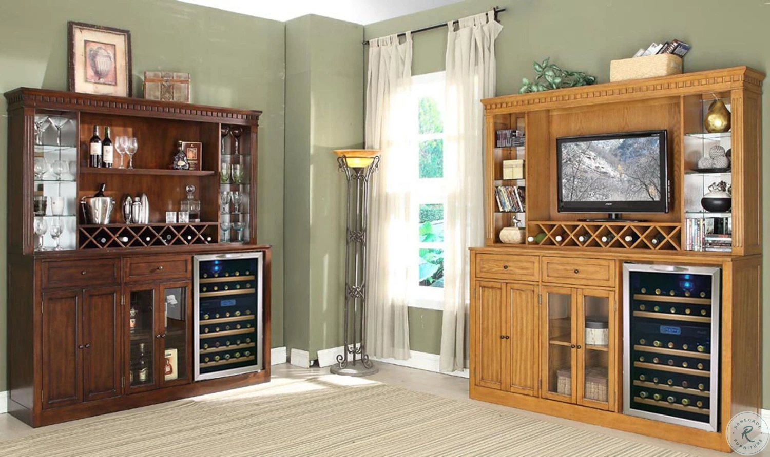 Manchester Distressed Walnut Raised Panel Return Bar - Image 5