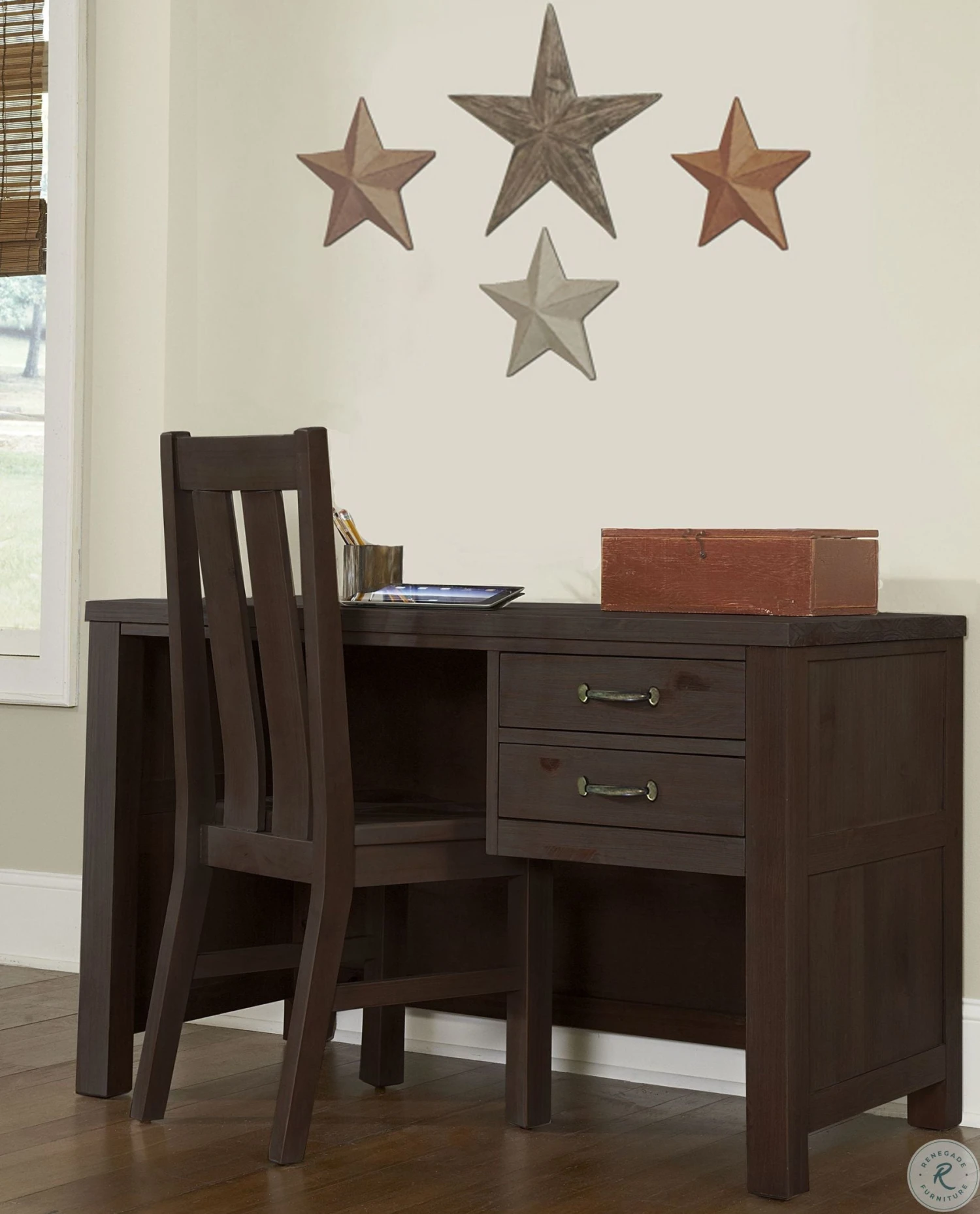 Highlands Espresso Desk With Chair