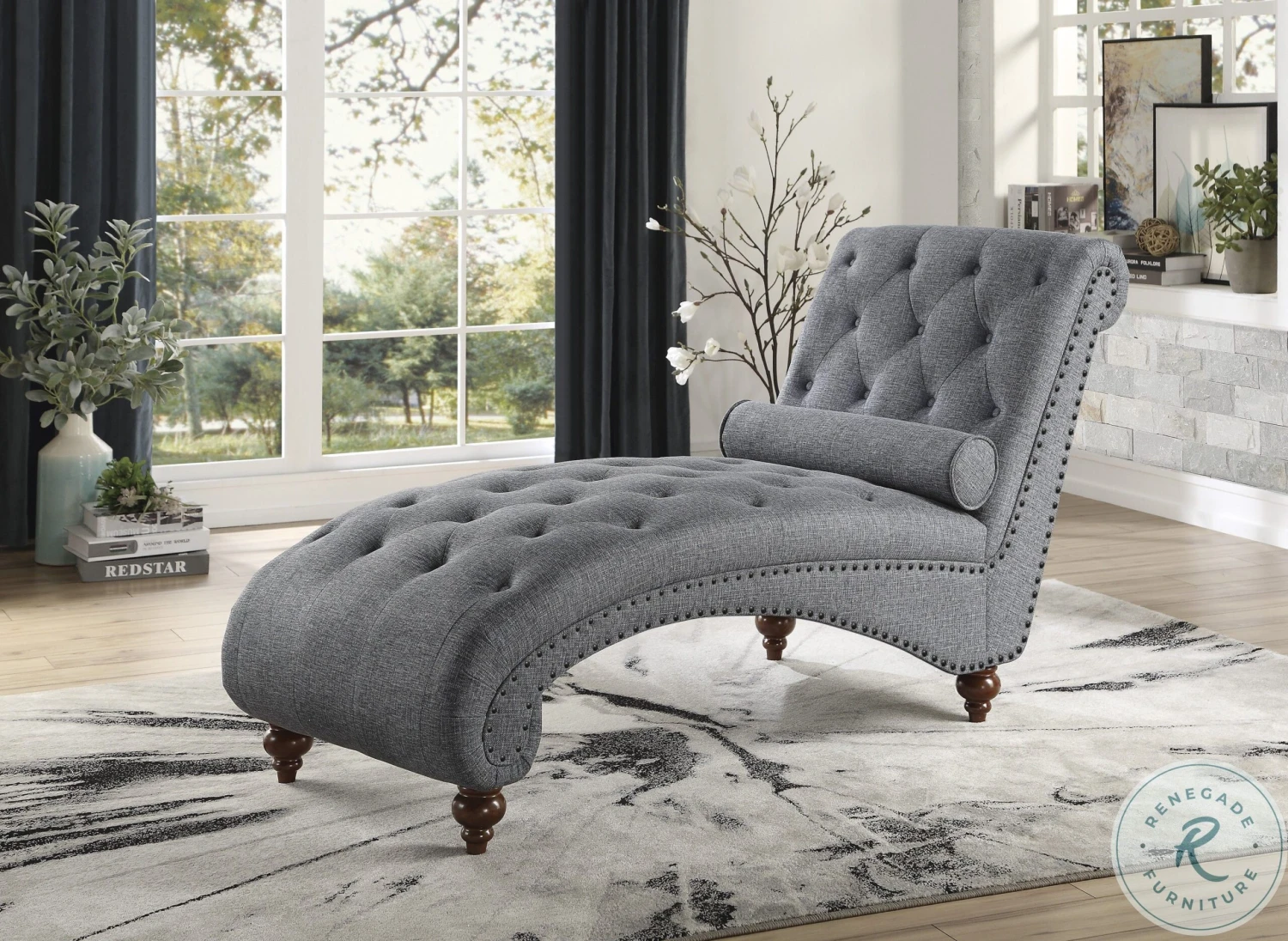 Bonne Dark Gray Chaise - Image 3