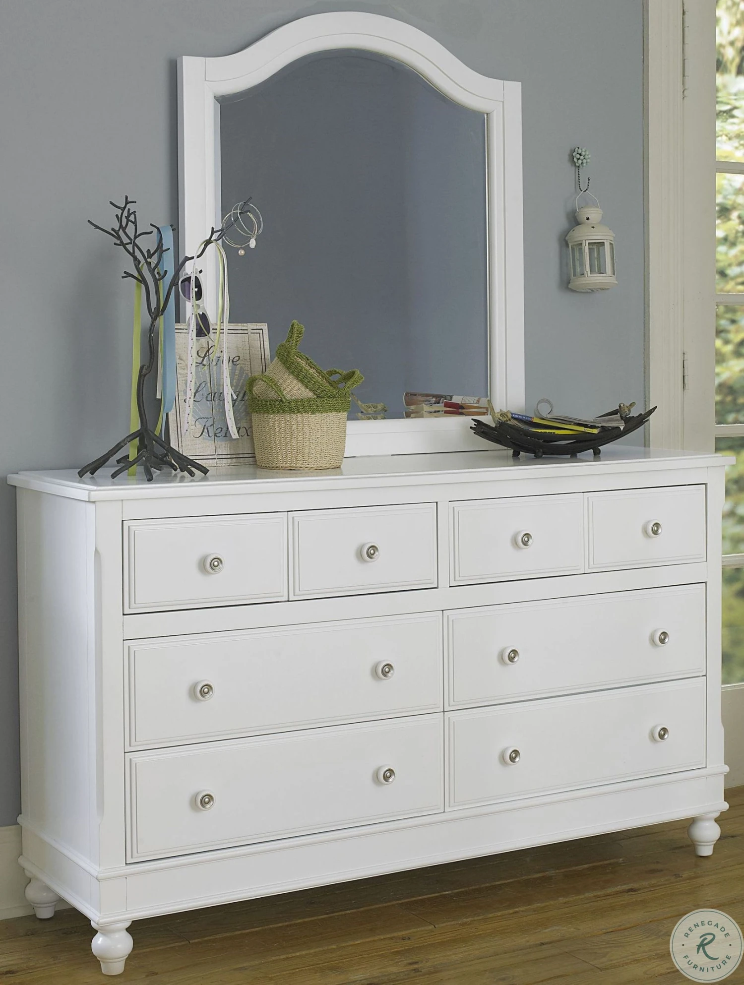 Lake House White Youth Loft Bedroom Set With Desk - Image 7