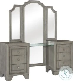 Colchester Driftwood Gray Vanity Dresser With Mirror