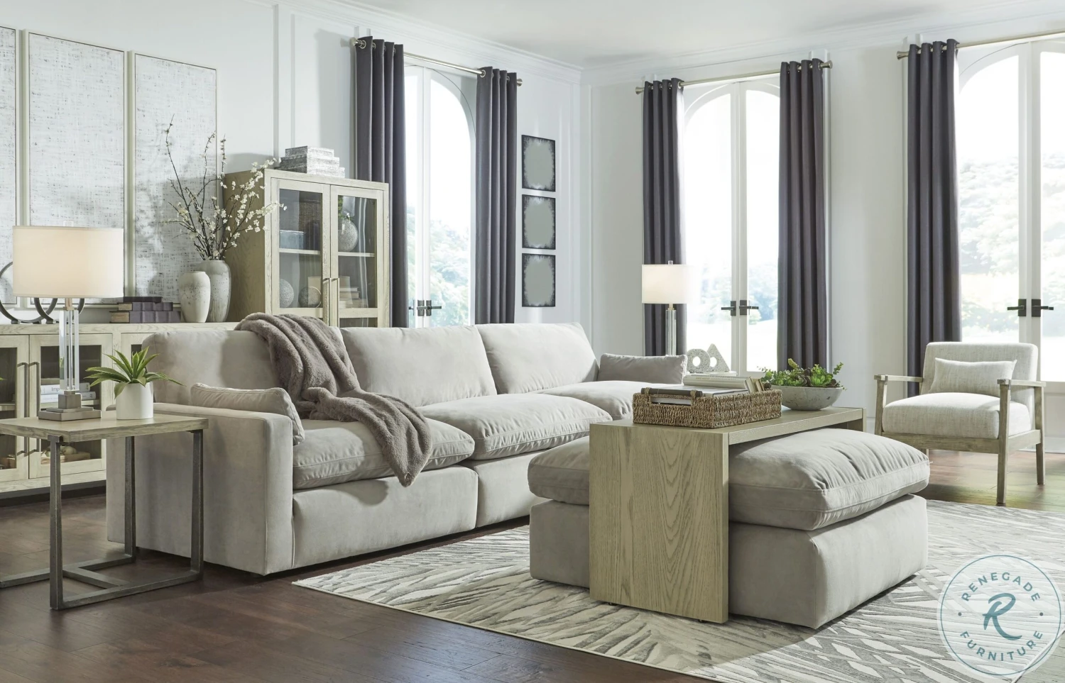 Sophie Grey Oversized Accent Ottoman - Image 10