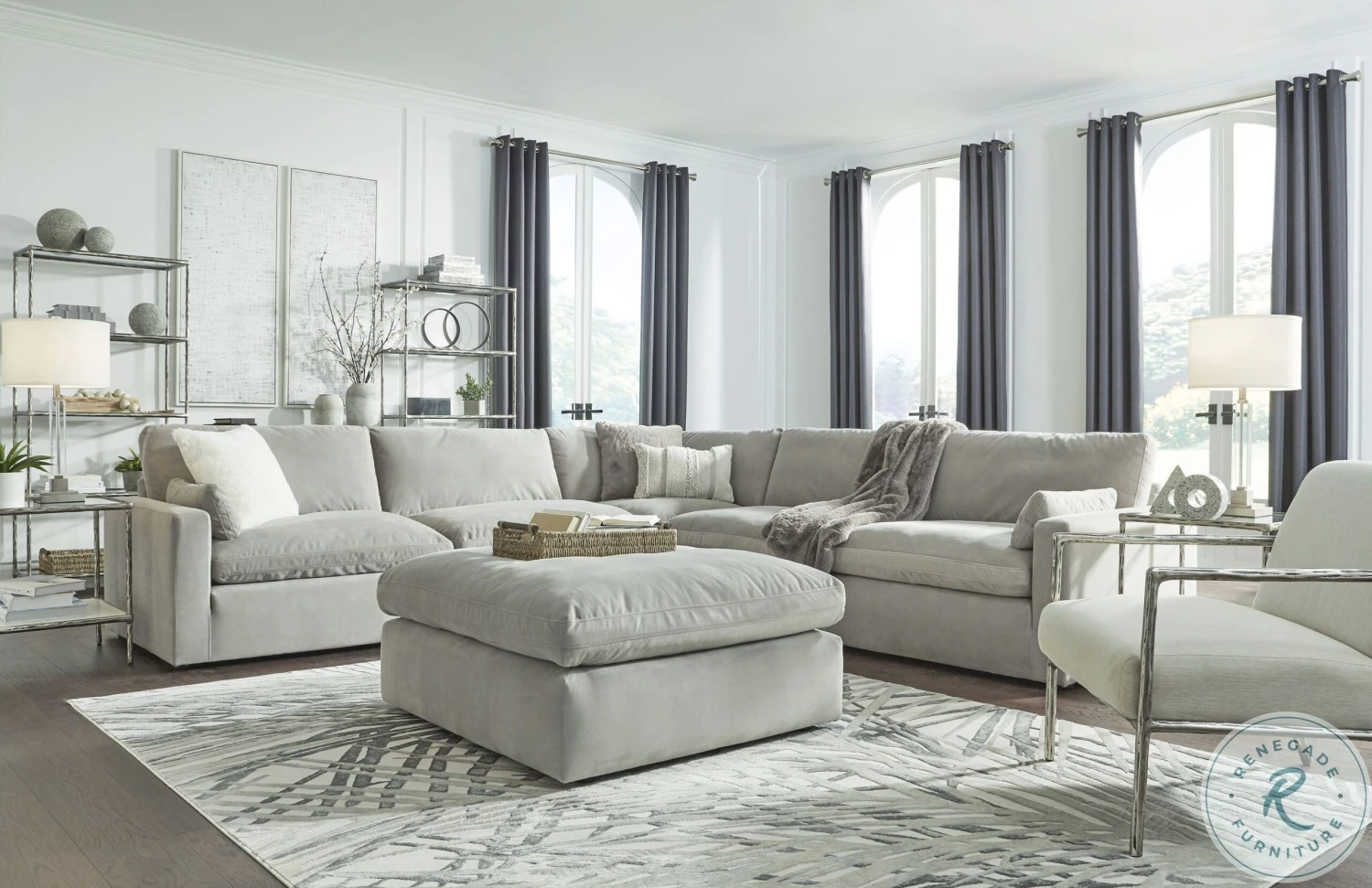 Sophie Grey Oversized Accent Ottoman - Image 3