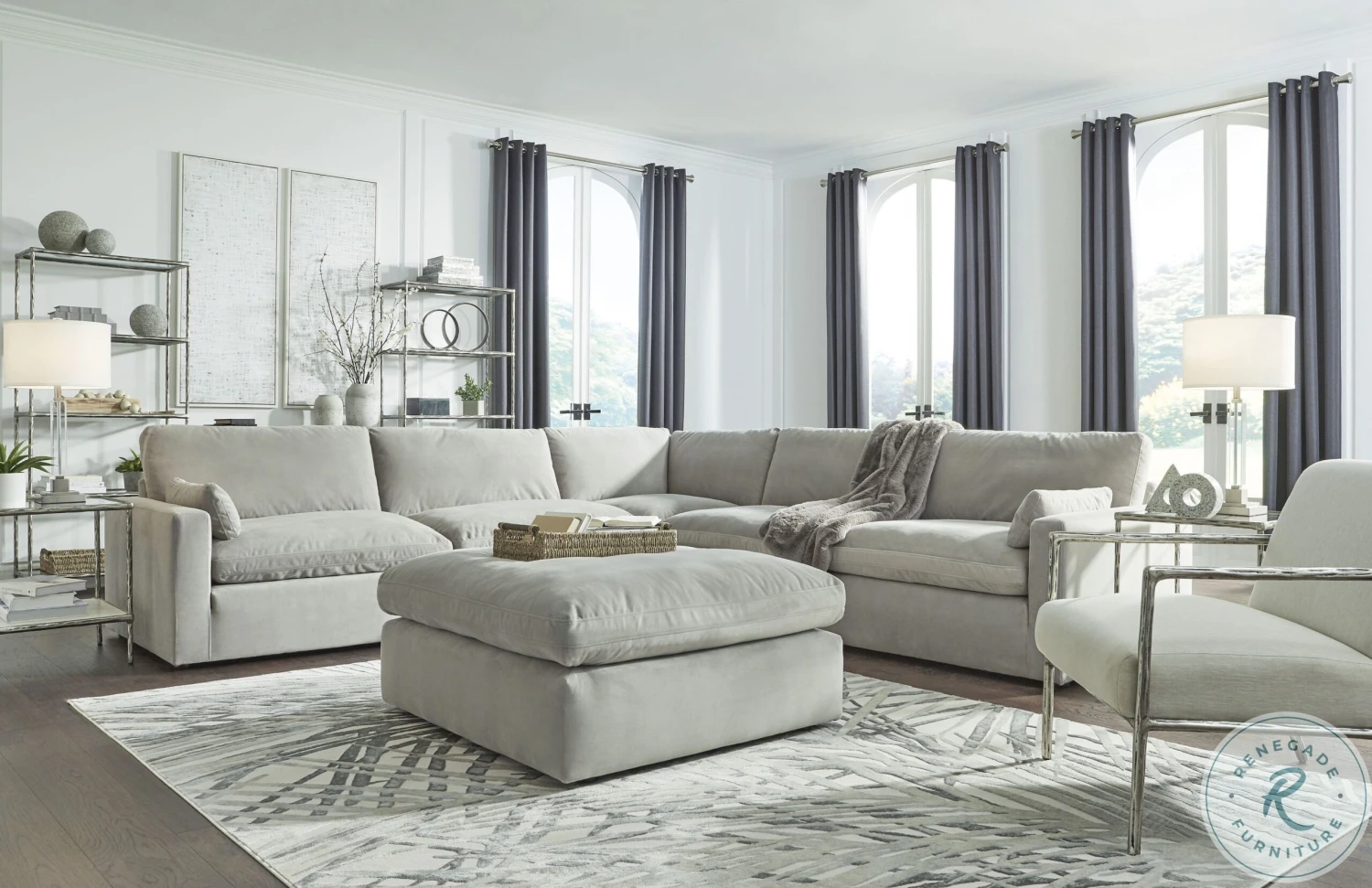 Sophie Grey Oversized Accent Ottoman - Image 7