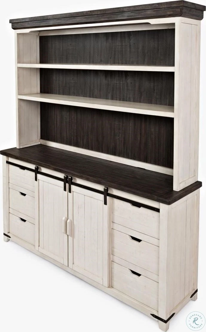 Madison County Vintage White Server With Hutch - Image 2