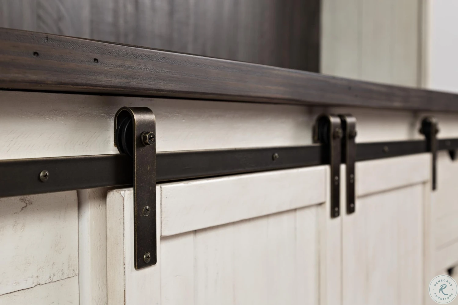 Madison County Vintage White Server With Hutch - Image 7