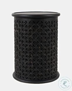 Decker Antique Black Drum Table