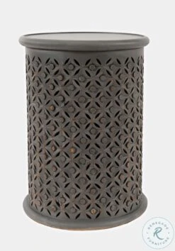 Decker Antique Grey Drum Table