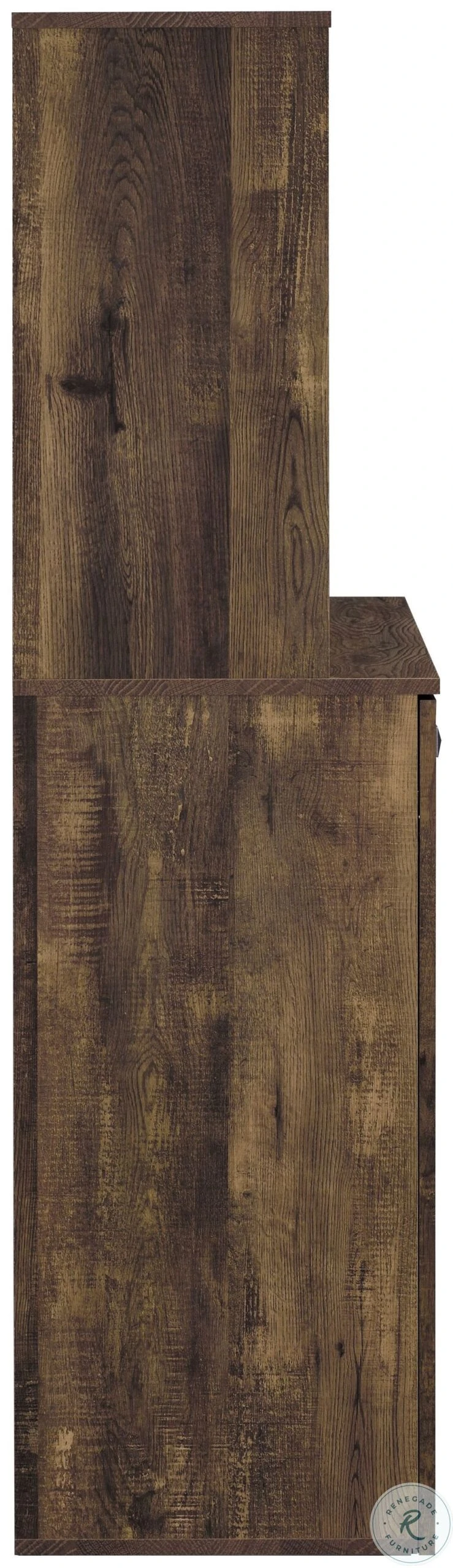 Mendoza Rustic Oak Herringbone And Gunmetal Wine Cabinet - Image 8