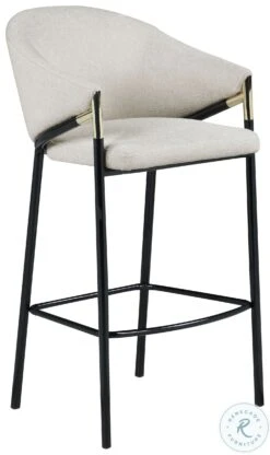 Chadwick Beige And Glossy Black Sloped Arm Bar Stool Set Of 2