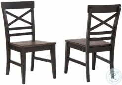 Ashford Black And Rustic Walnut X Back Side Chair Set Of 2