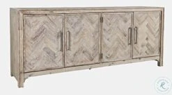 Gramercy Distressed Grey Wash Chevron Four Door 79" Accent Cabinet