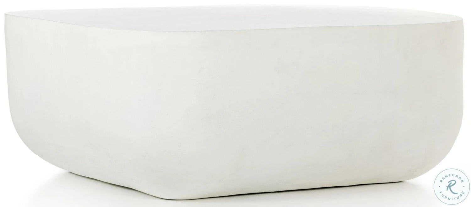 Basil Matte White Cast Aluminum Square Outdoor Occasional Table Set - Image 5