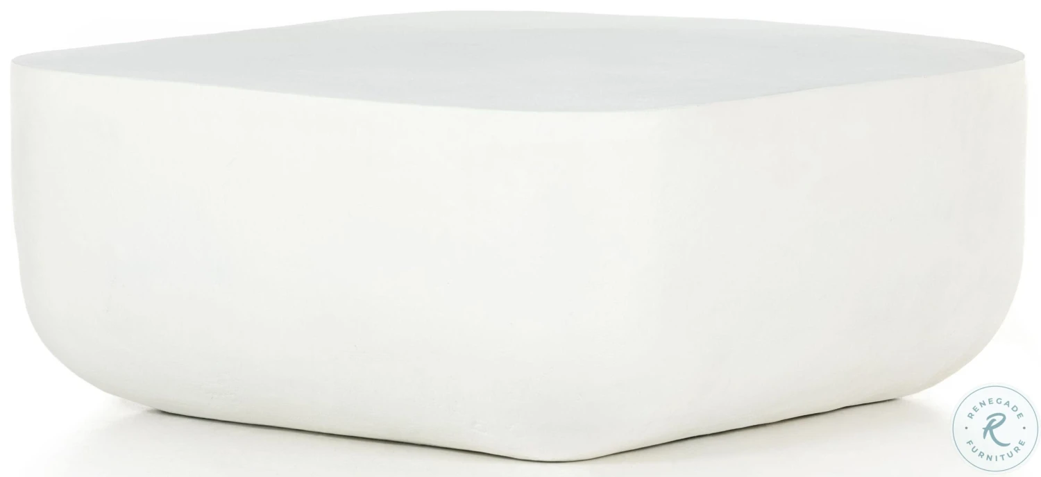 Basil Matte White Cast Aluminum Square Outdoor Occasional Table Set - Image 3