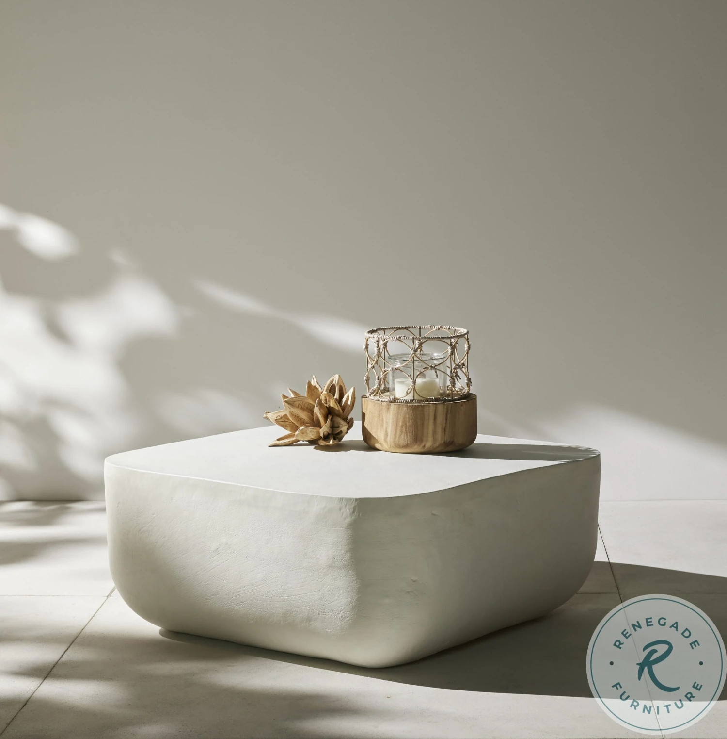 Basil Matte White Cast Aluminum Square Outdoor Occasional Table Set - Image 2