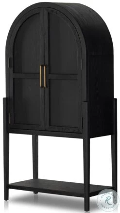 Tolle Drifted Matte Black Bar Cabinet