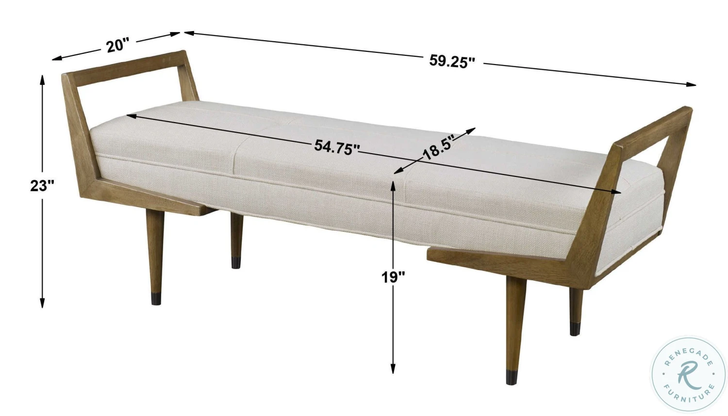 Waylon Woven Ivory Modern Bench - Image 2
