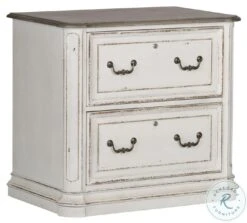 Magnolia Manor Antique White And Weathered Bark Jr Executive Media Lateral File Cabinet