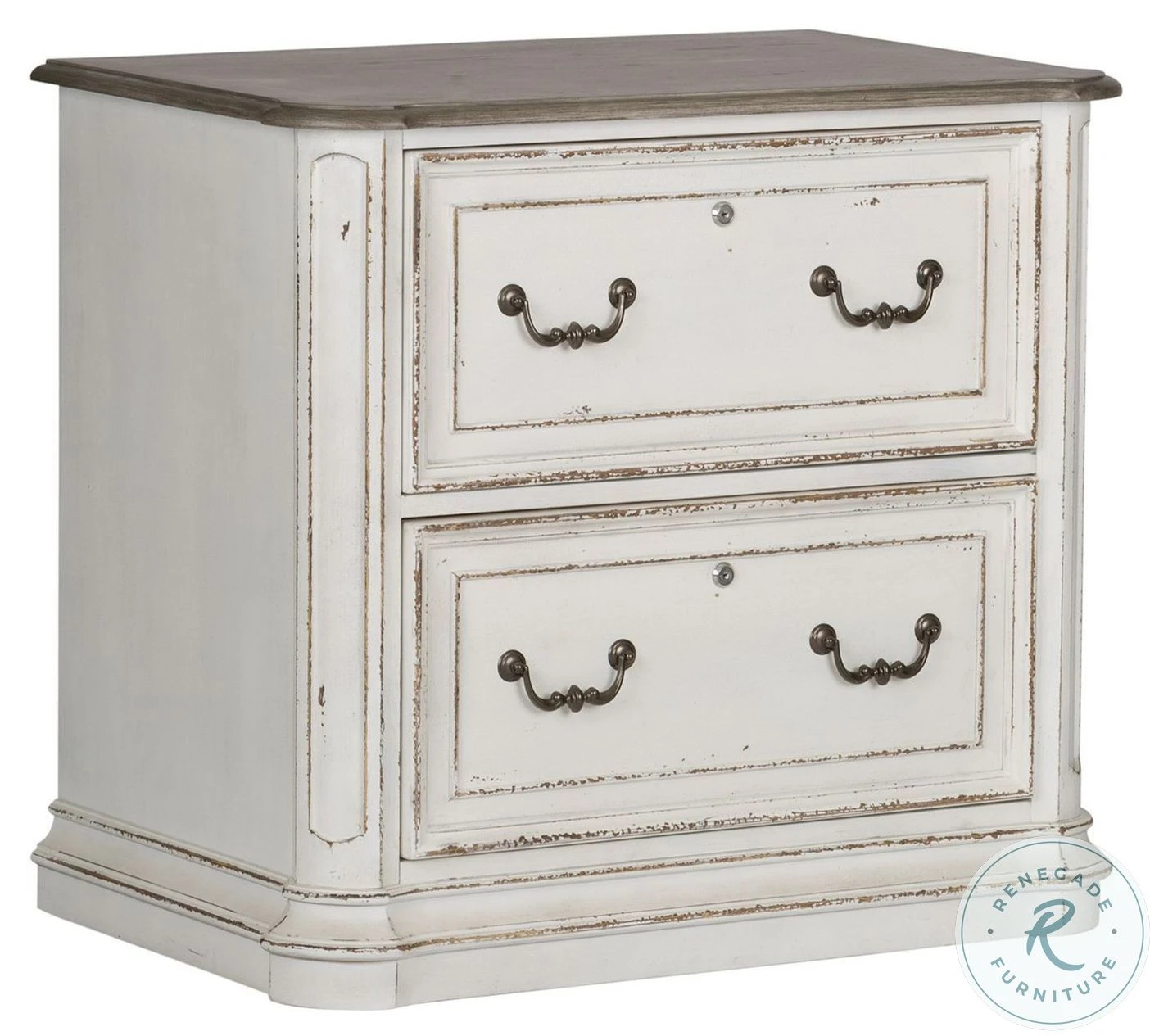 Magnolia Manor Antique White And Weathered Bark Jr Executive Media Lateral File Cabinet