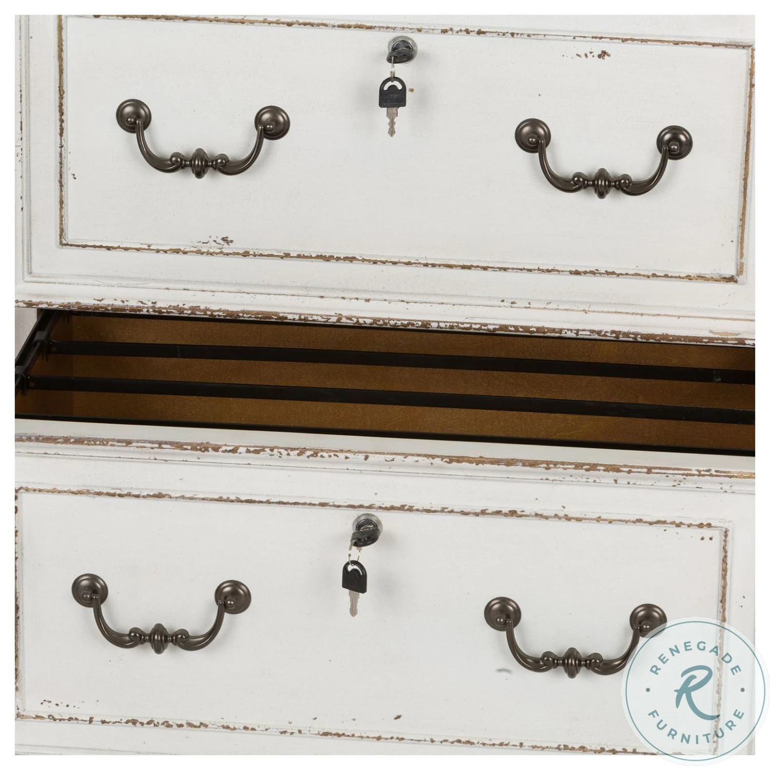 Magnolia Manor Antique White And Weathered Bark Jr Executive Media Lateral File Cabinet - Image 8