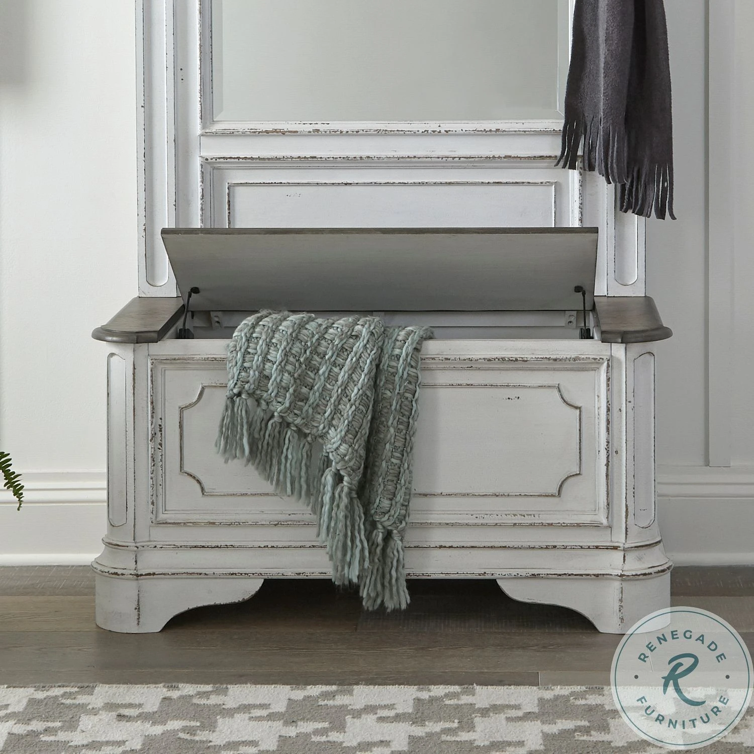 Magnolia Manor Antique White And Weathered Bark Hall Tree - Image 9