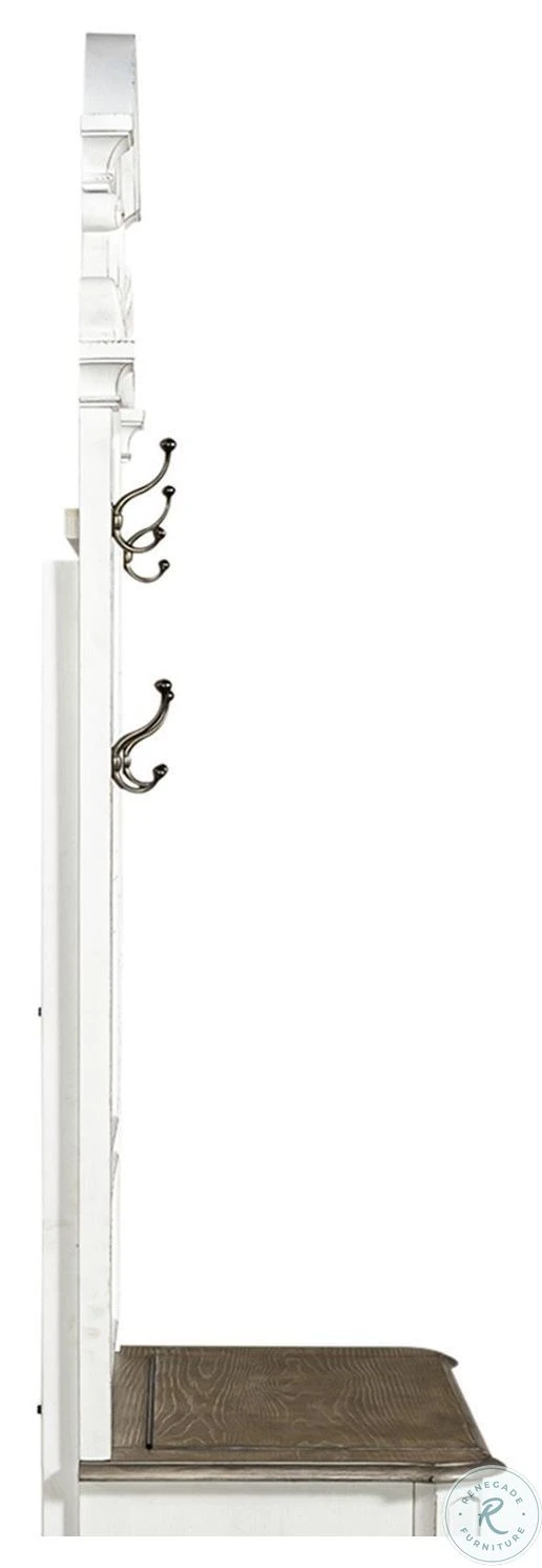 Magnolia Manor Antique White And Weathered Bark Hall Tree - Image 7