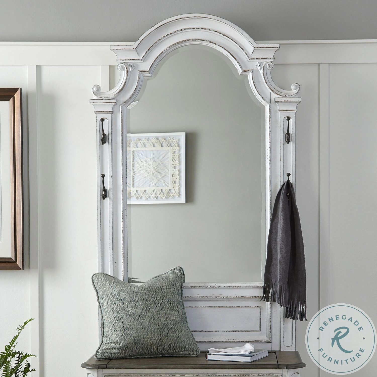 Magnolia Manor Antique White And Weathered Bark Hall Tree - Image 4