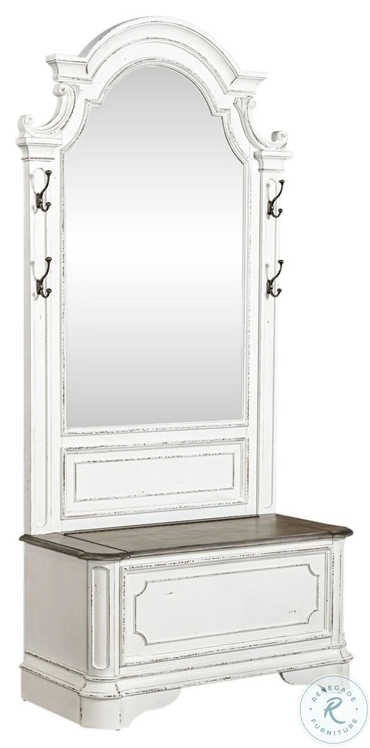 Magnolia Manor Antique White And Weathered Bark Hall Tree