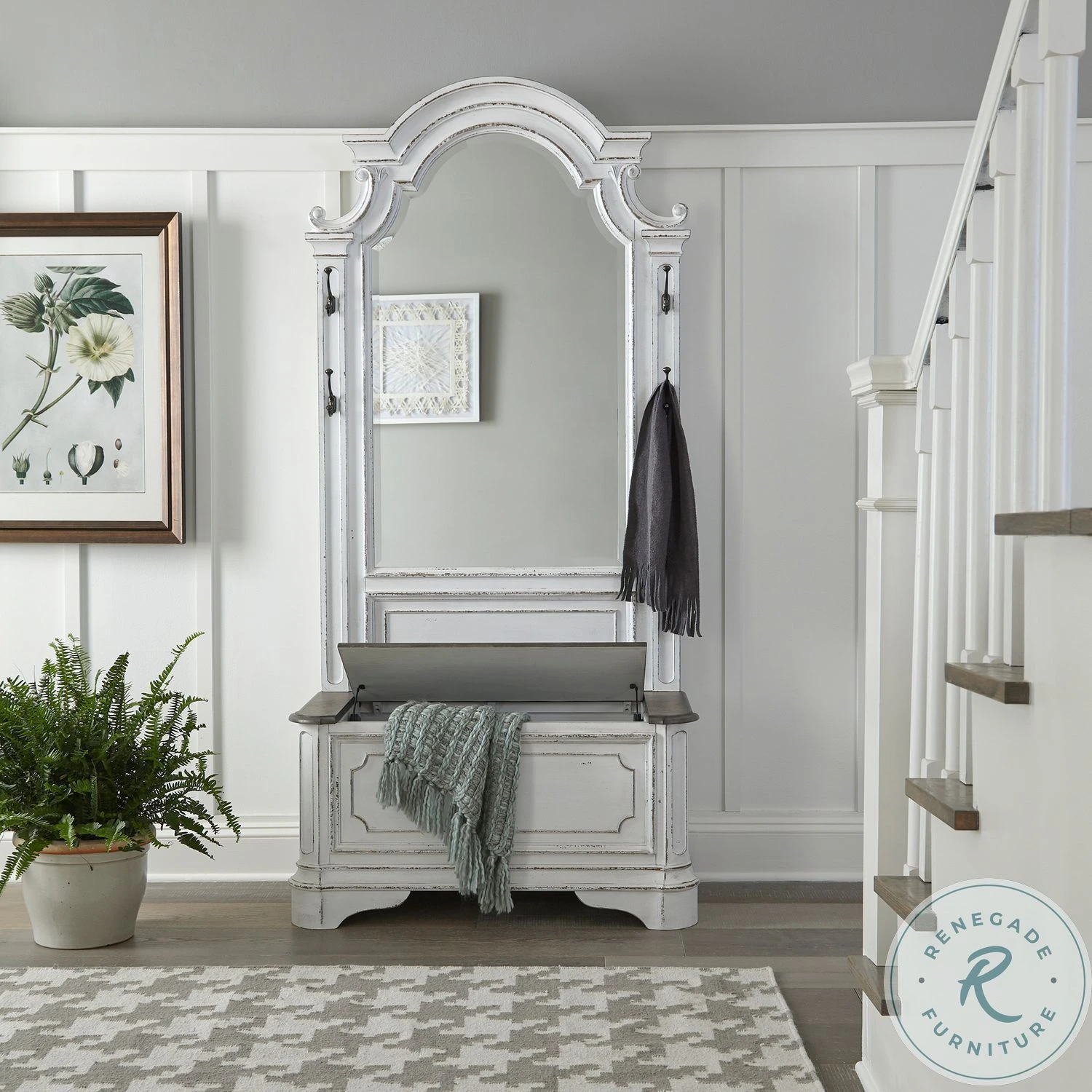 Magnolia Manor Antique White And Weathered Bark Hall Tree - Image 2