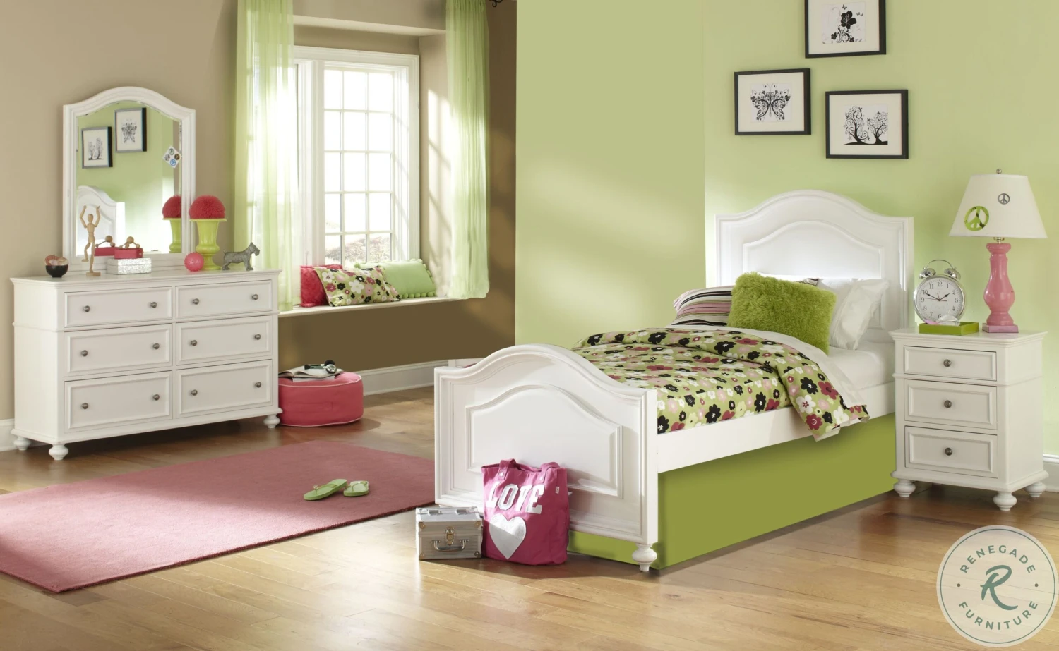 Madison Natural White Painted Youth Panel Bedroom Set