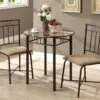 3045 Cappuccino Marble And Bronze Metal 3 Piece Bistro Set
