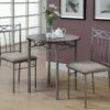 3075 Cappuccino And Silver Metal 3 Piece Bistro Set