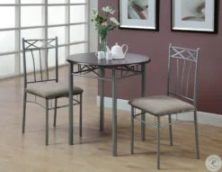 3075 Cappuccino And Silver Metal 3 Piece Bistro Set