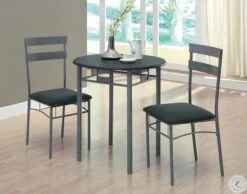 3095 Black And Silver Metal 3 Piece Bistro Set