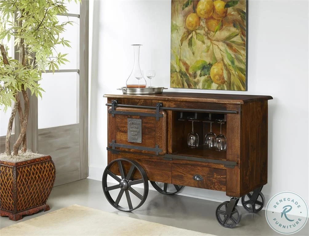 Warm Brown Mango 2 Door Wine Cart - Image 4