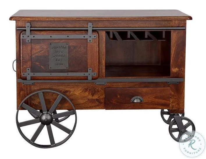 Warm Brown Mango 2 Door Wine Cart - Image 6