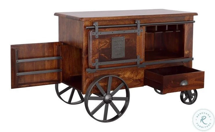 Warm Brown Mango 2 Door Wine Cart - Image 5