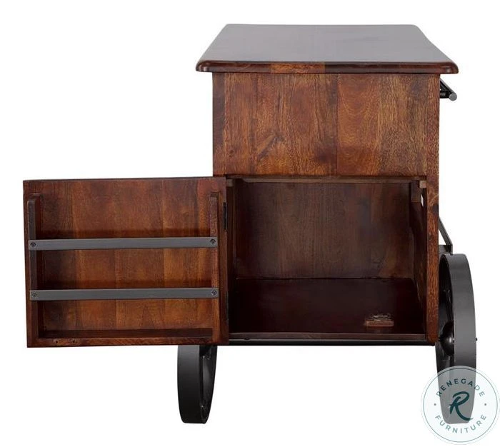 Warm Brown Mango 2 Door Wine Cart - Image 8