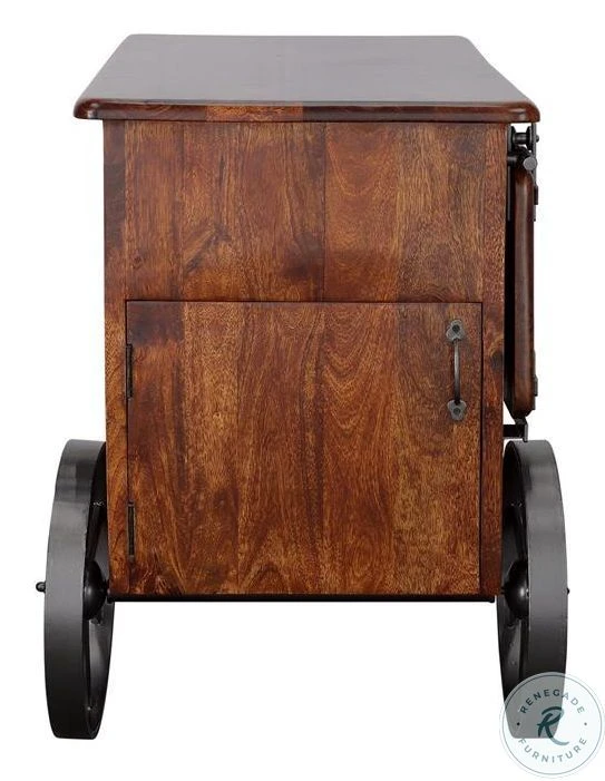 Warm Brown Mango 2 Door Wine Cart - Image 7