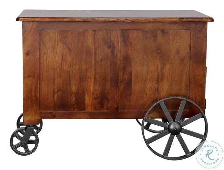 Warm Brown Mango 2 Door Wine Cart - Image 9