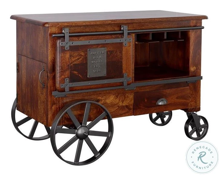 Warm Brown Mango 2 Door Wine Cart