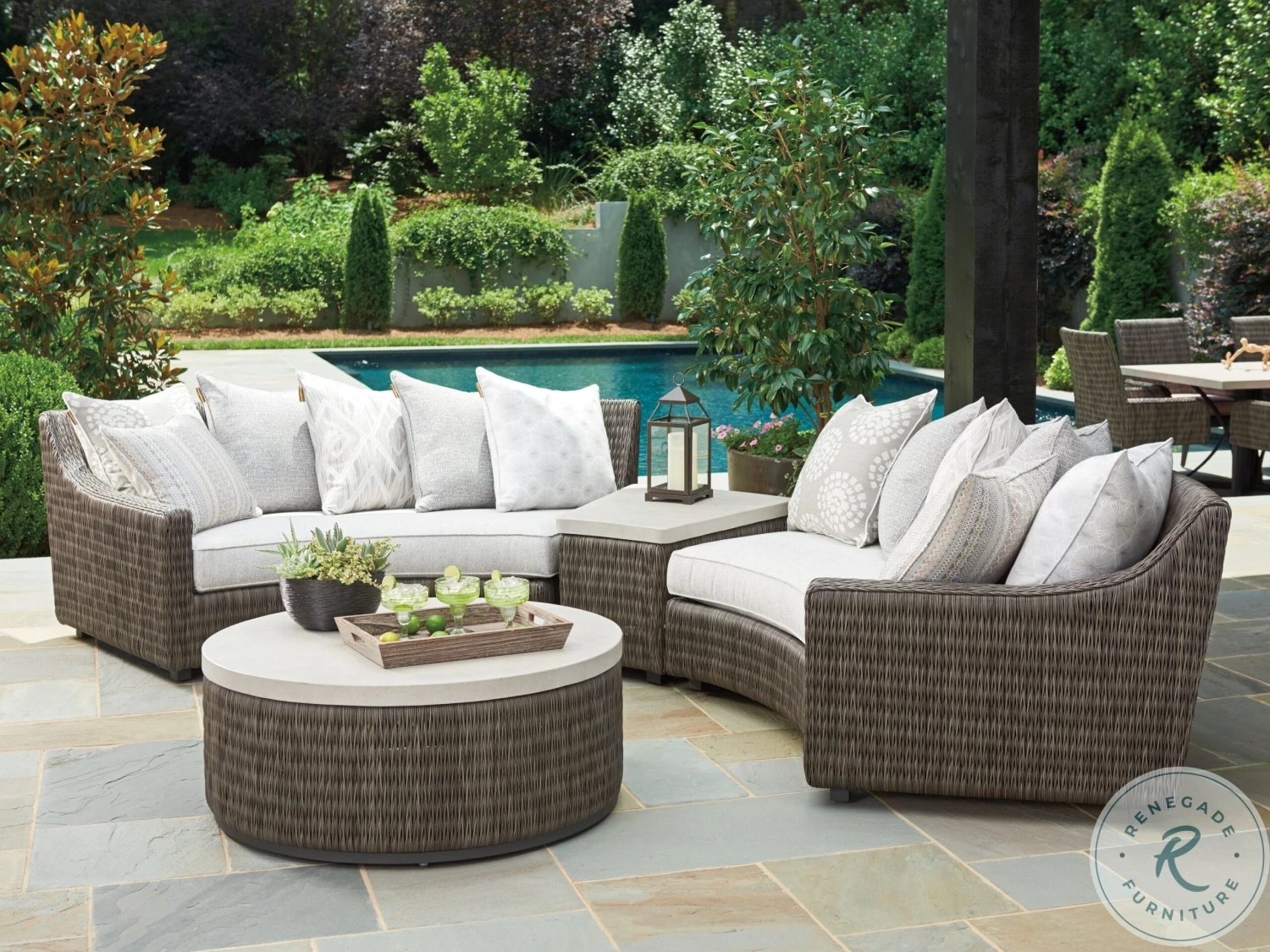 Tommy Bahama Cypress Point Ocean Terrace Aged Iron Outdoor Round Occasional Table Set - Image 5