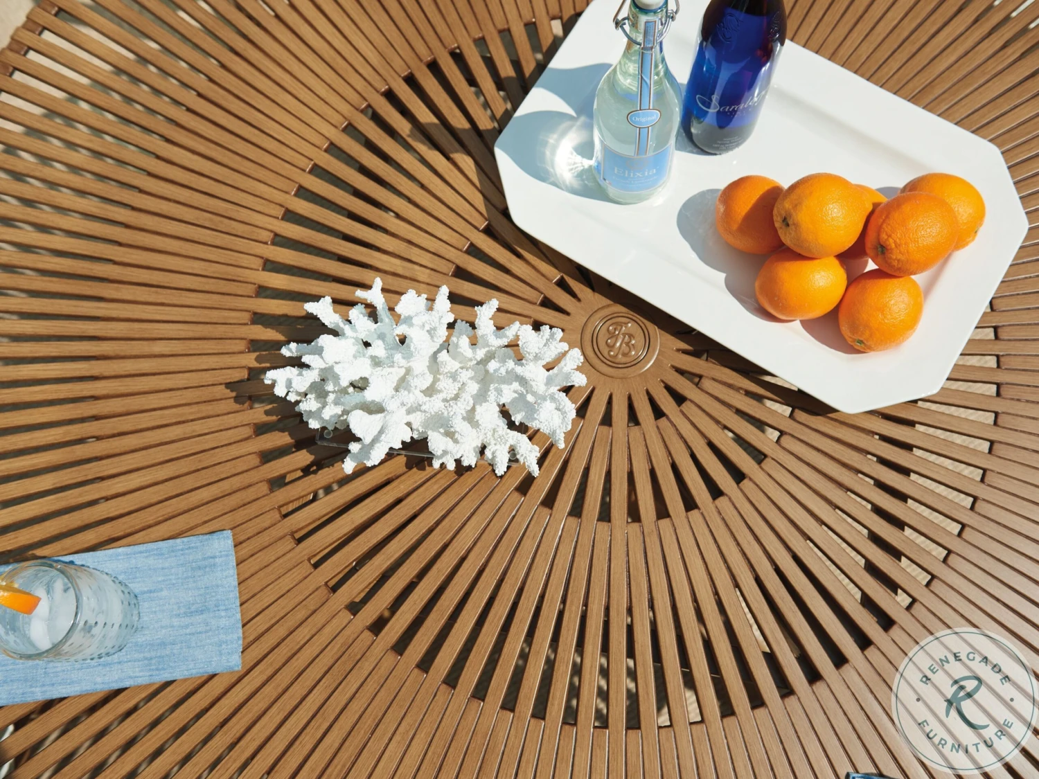 Tommy Bahama St Tropez Golden Brown Teak Outdoor Round Dining Table - Image 4