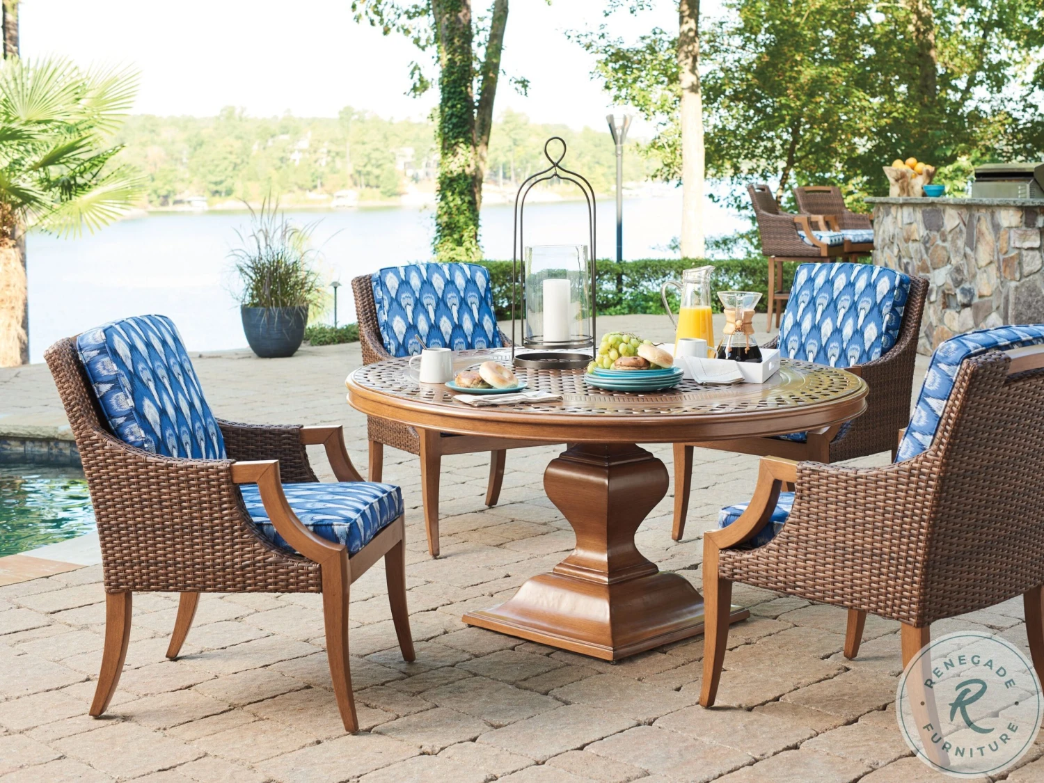 Tommy Bahama Harbor Isle Rich Walnut Outdoor Round Dining Table - Image 2