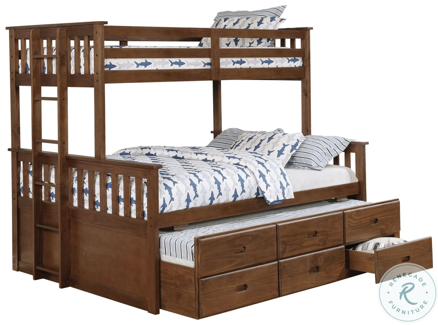 Atkin Weathered Walnut Twin XL Over Queen Bunk Bed