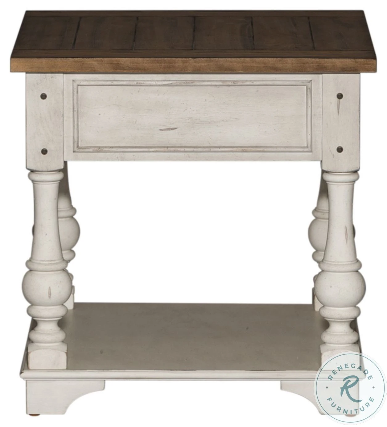 Morgan Creek Antique White And Wire Brushed Tobacco Drawer Square Occasional Table Set - Image 10